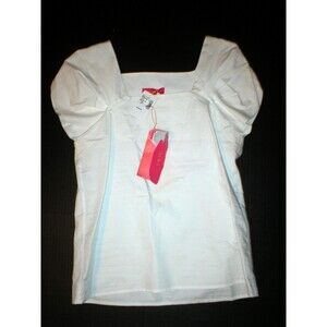 New NWT Lavia White Blouse Top 40 Womens 4 Designer SS Cotton Work Office Play
